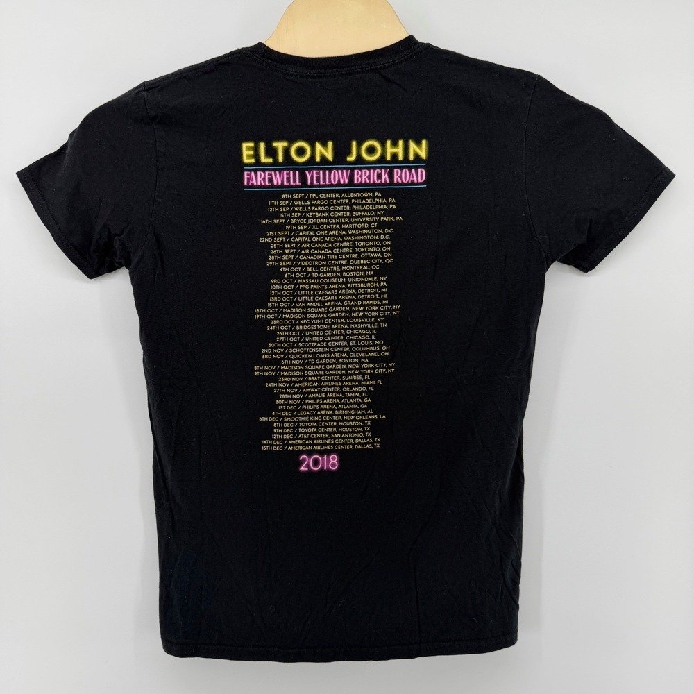 Elton John Graphic T-Shirt Mens M Black Farewell Yellow Brick Road 2018 Tour Tee - Picture 4 of 9